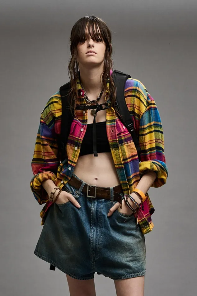 R13 Tops Women RELAXED WORKSHIRT 8211 RAINBOW PLAID