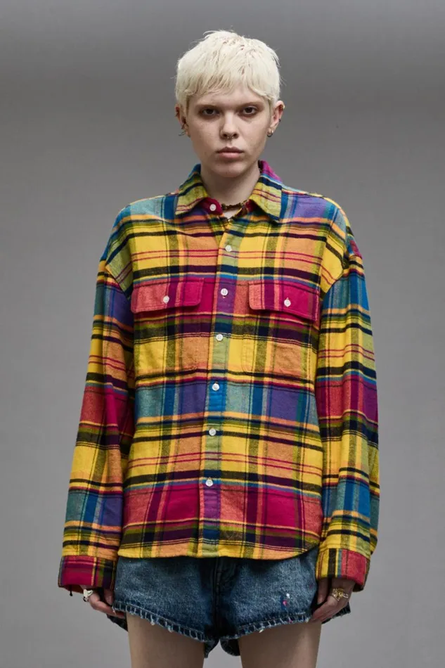 R13 Tops Women RELAXED WORKSHIRT 8211 RAINBOW PLAID