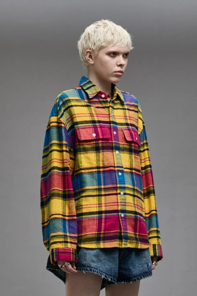 R13 Tops Women RELAXED WORKSHIRT 8211 RAINBOW PLAID