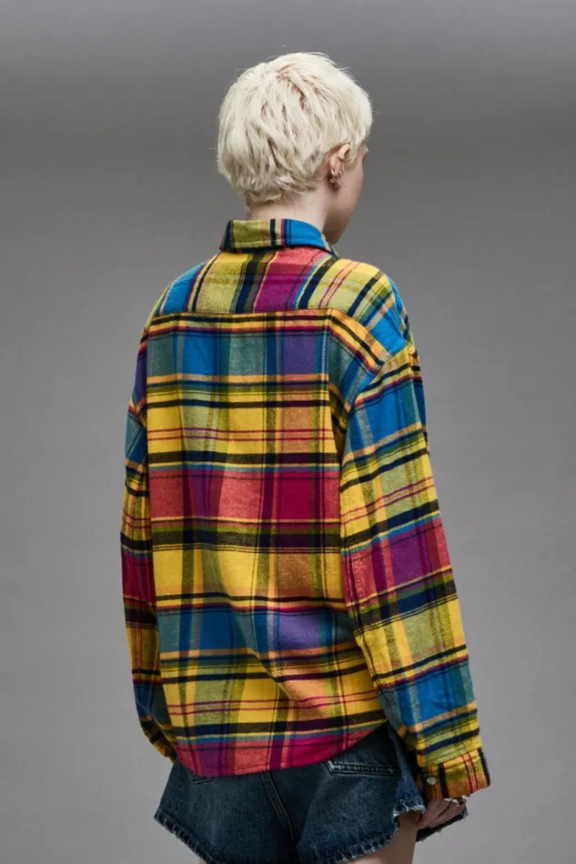R13 Tops Women RELAXED WORKSHIRT 8211 RAINBOW PLAID