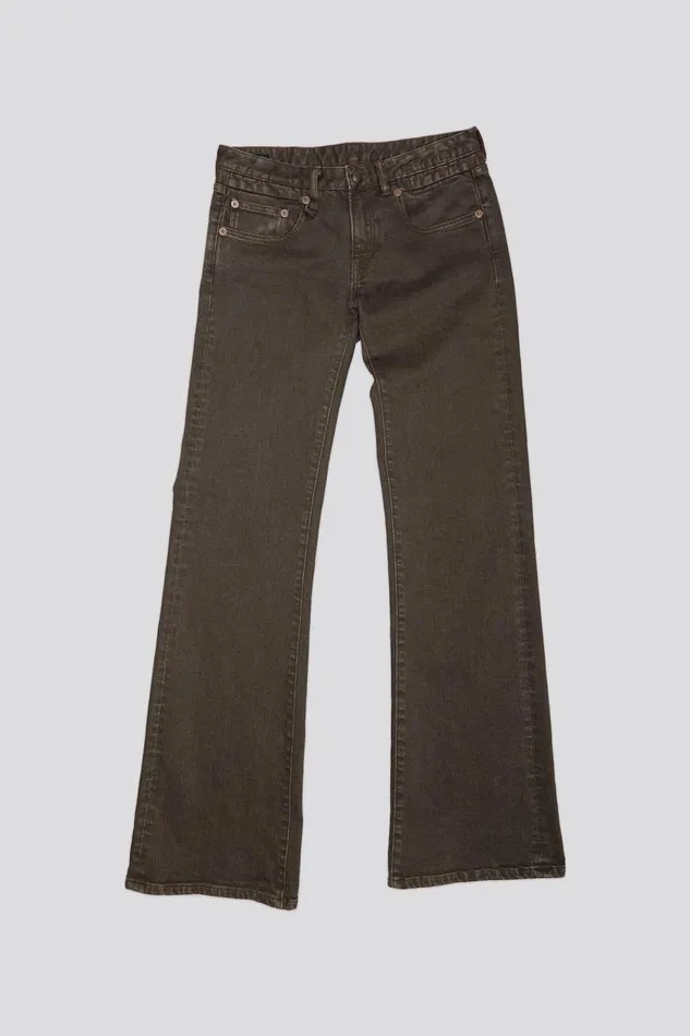 R13 Wide Leg Women BOY FLARE JEAN 8211 CHOCOLATE BROWN STRETCH