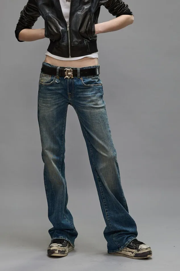 R13 Wide Leg Women BOY FLARE JEANS 8211 KELLY STRETCH