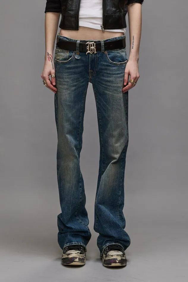 R13 Wide Leg Women BOY FLARE JEANS 8211 KELLY STRETCH