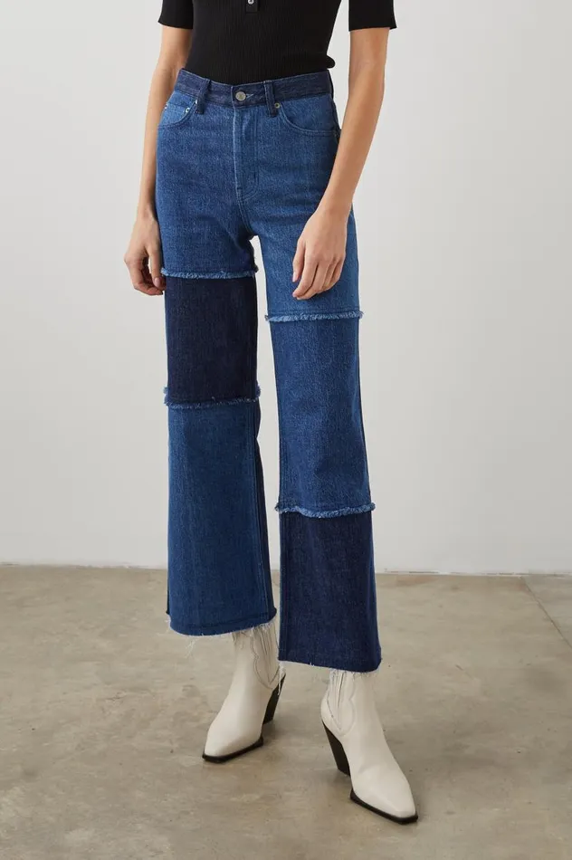 Rails Denim Women GETTY CROP WIDE LEG Indigo Patchwork