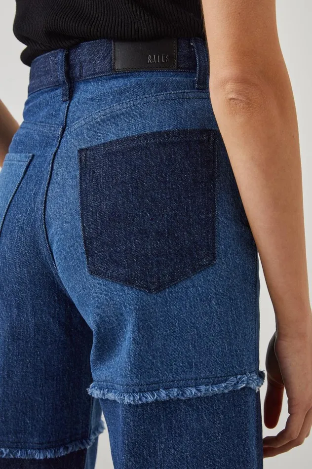 Rails Denim Women GETTY CROP WIDE LEG Indigo Patchwork