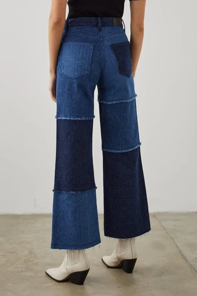 Rails Denim Women GETTY CROP WIDE LEG Indigo Patchwork