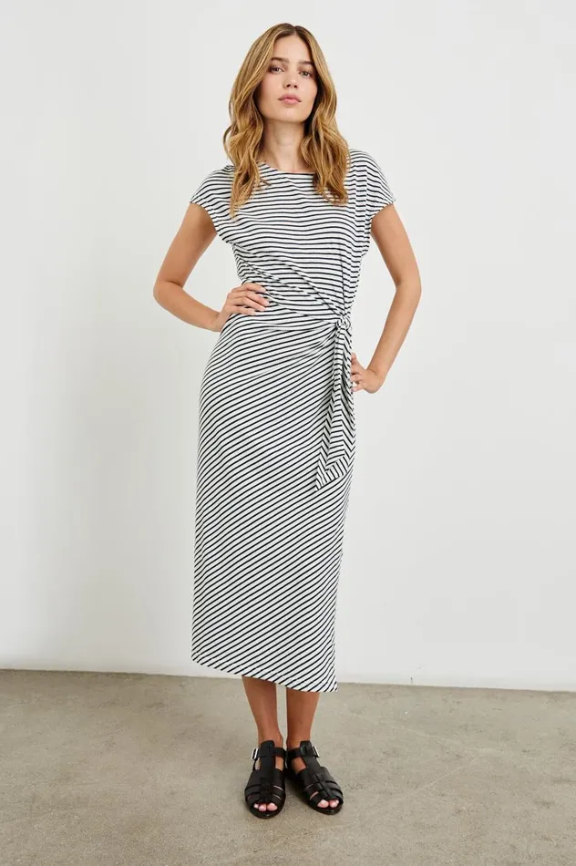 Rails Dresses and Rompers Women SELAH DRESS Ivory Navy Micro Stripe
