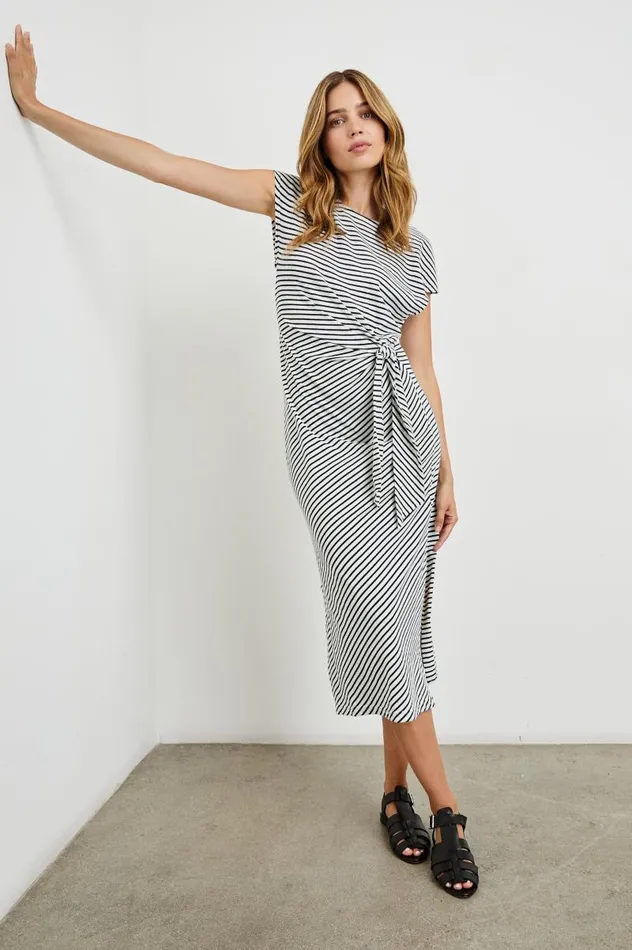 Rails Dresses and Rompers Women SELAH DRESS Ivory Navy Micro Stripe