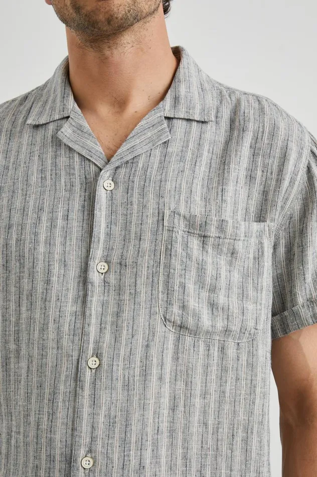 Rails Shirts Men WAIMEA SHIRT Quinoa Navy Stripe