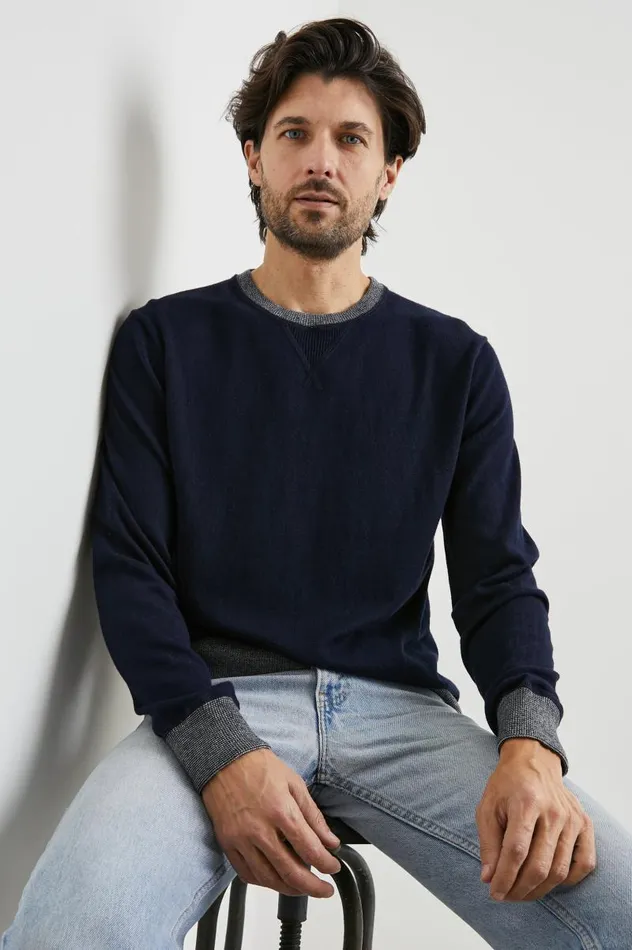 Rails Sweaters Men BURNS SWEATER Perfect Navy