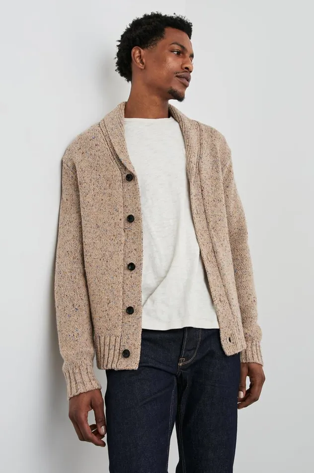 Rails Sweaters Men CORDEN CARDIGAN Oatmeal Speckle