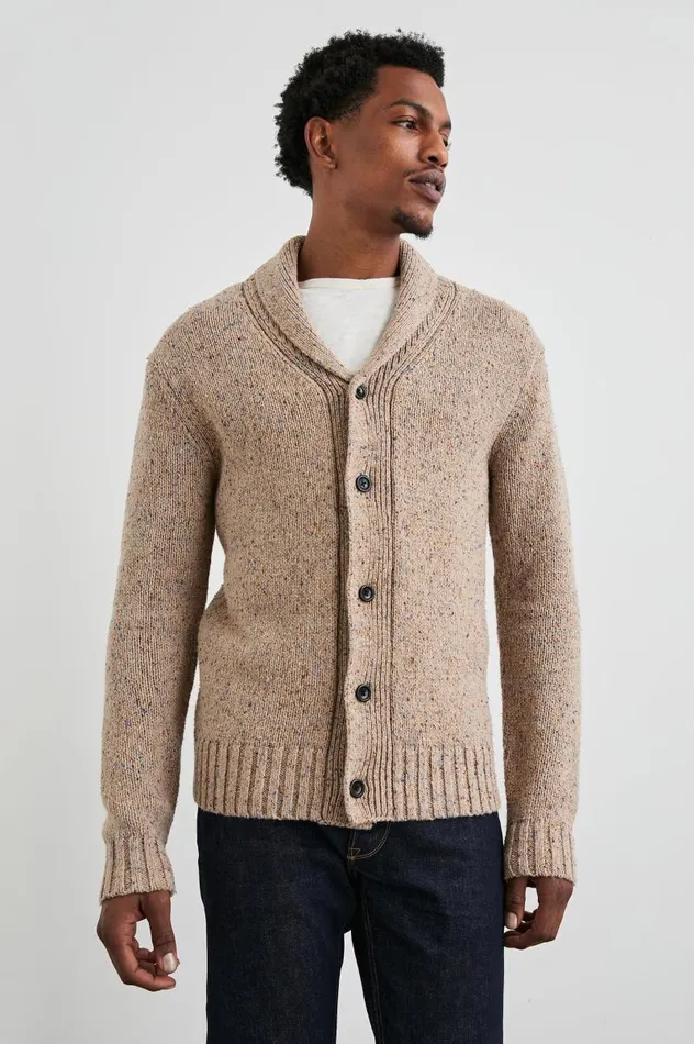 Rails Sweaters Men CORDEN CARDIGAN Oatmeal Speckle
