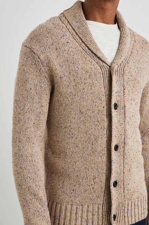 Rails Sweaters Men CORDEN CARDIGAN Oatmeal Speckle