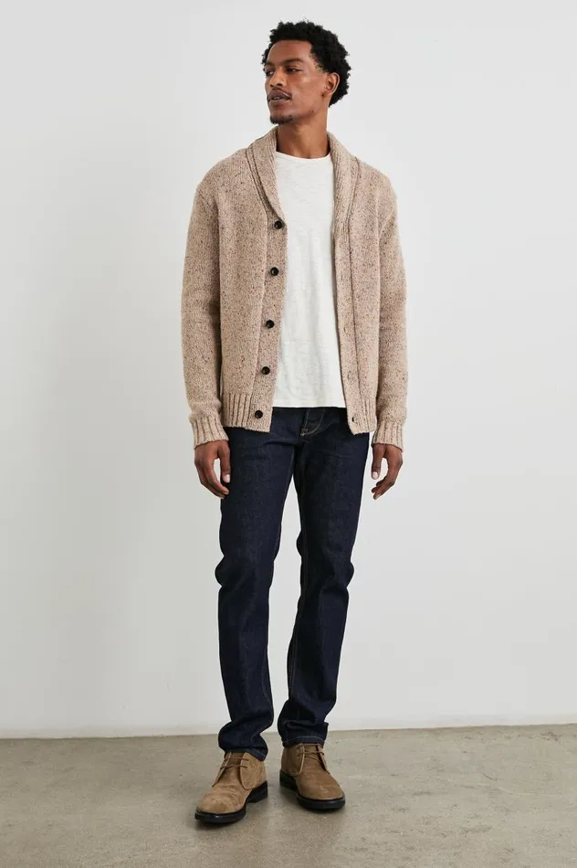 Rails Sweaters Men CORDEN CARDIGAN Oatmeal Speckle