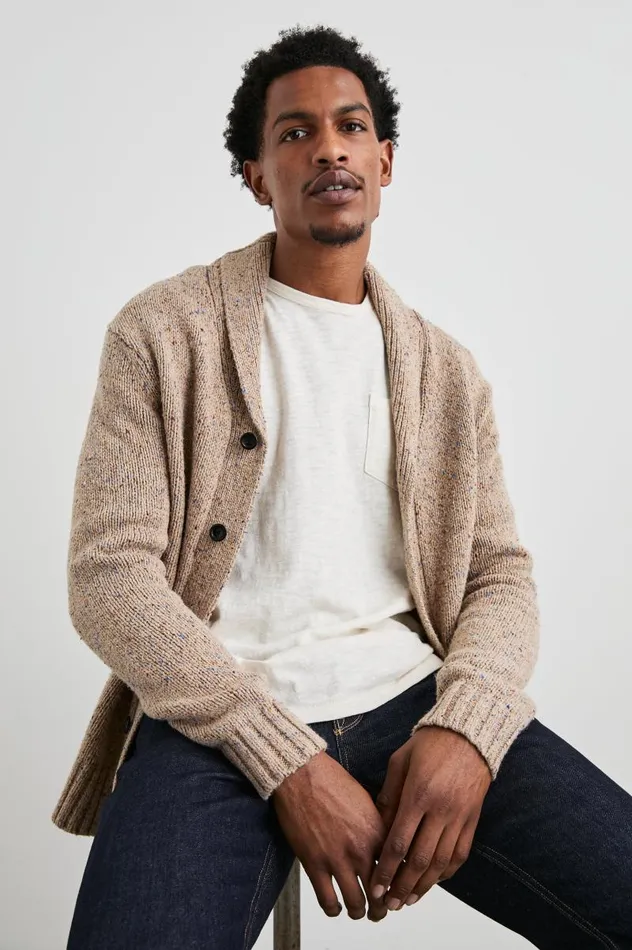 Rails Sweaters Men CORDEN CARDIGAN Oatmeal Speckle