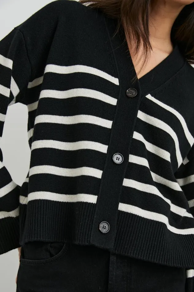 Rails Sweaters Women GENEVA CARDIGAN Black Oatmeal Stripe