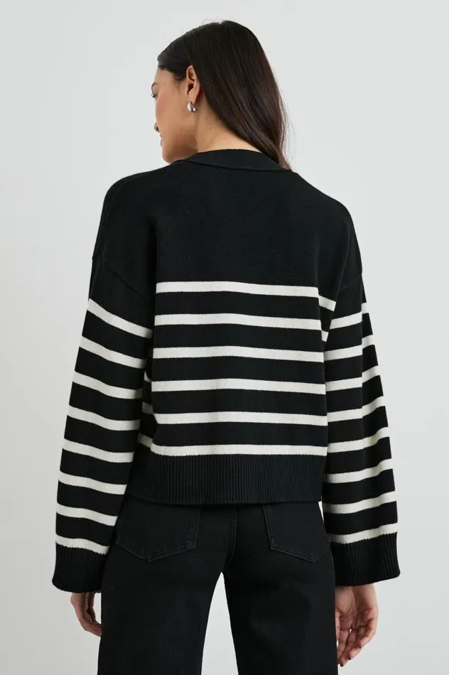 Rails Sweaters Women GENEVA CARDIGAN Black Oatmeal Stripe