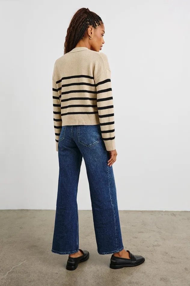 Rails Sweaters Women GENEVA CARDIGAN Oatmeal Black Stripe