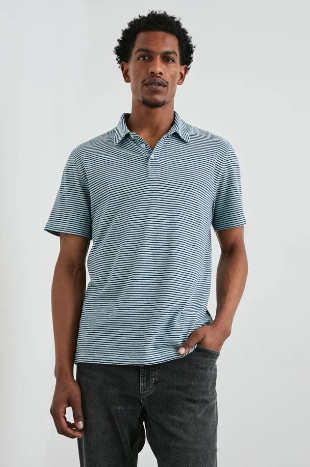 Rails TShirts and Thermals Men NAPOLI POLO SHIRT Cerulean Sky Stripe