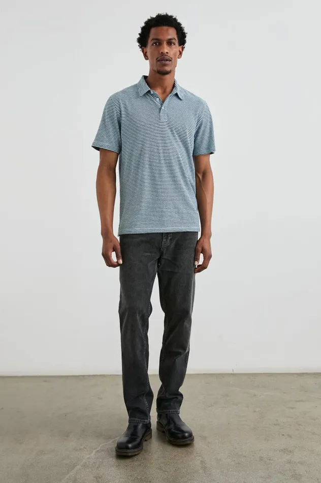 Rails TShirts and Thermals Men NAPOLI POLO SHIRT Cerulean Sky Stripe