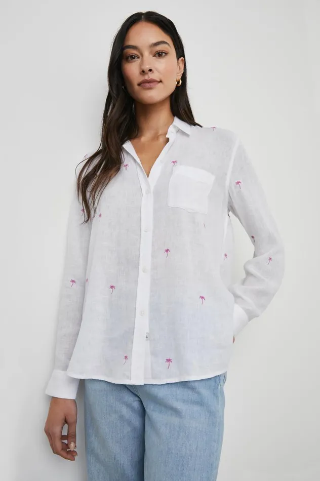 Rails Tops Women CHARLI SHIRT Fuchsia Embroidered Palms