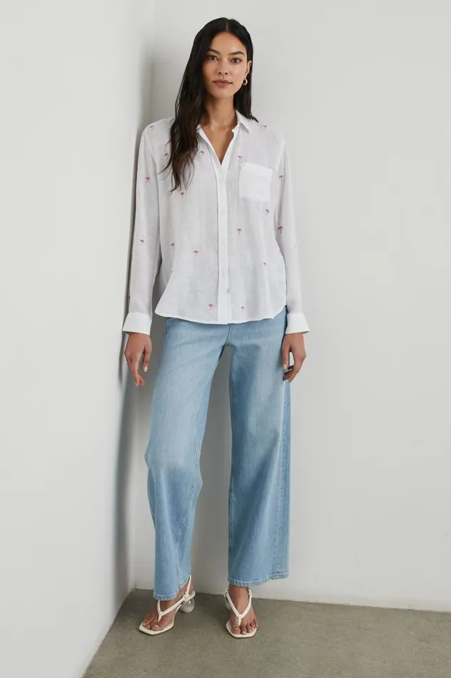 Rails Tops Women CHARLI SHIRT Fuchsia Embroidered Palms