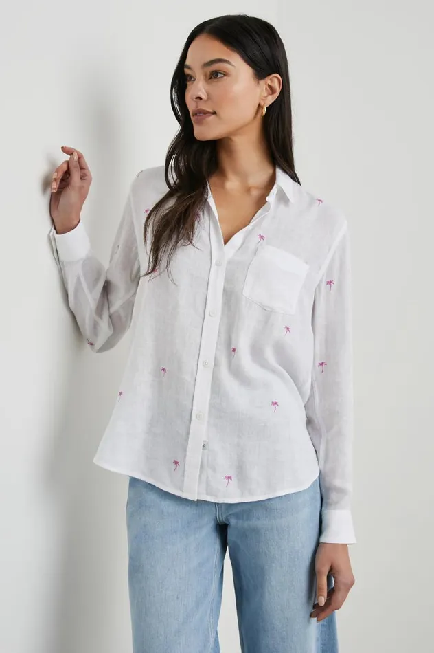 Rails Tops Women CHARLI SHIRT Fuchsia Embroidered Palms