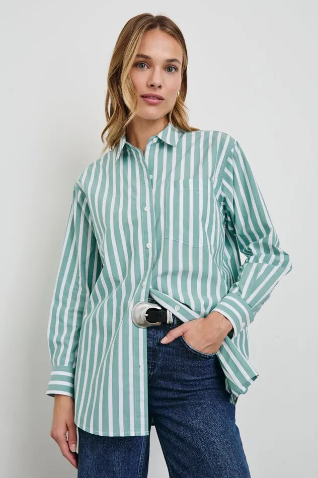 Rails Tops Women ELSA SHIRT Agave White Stripe