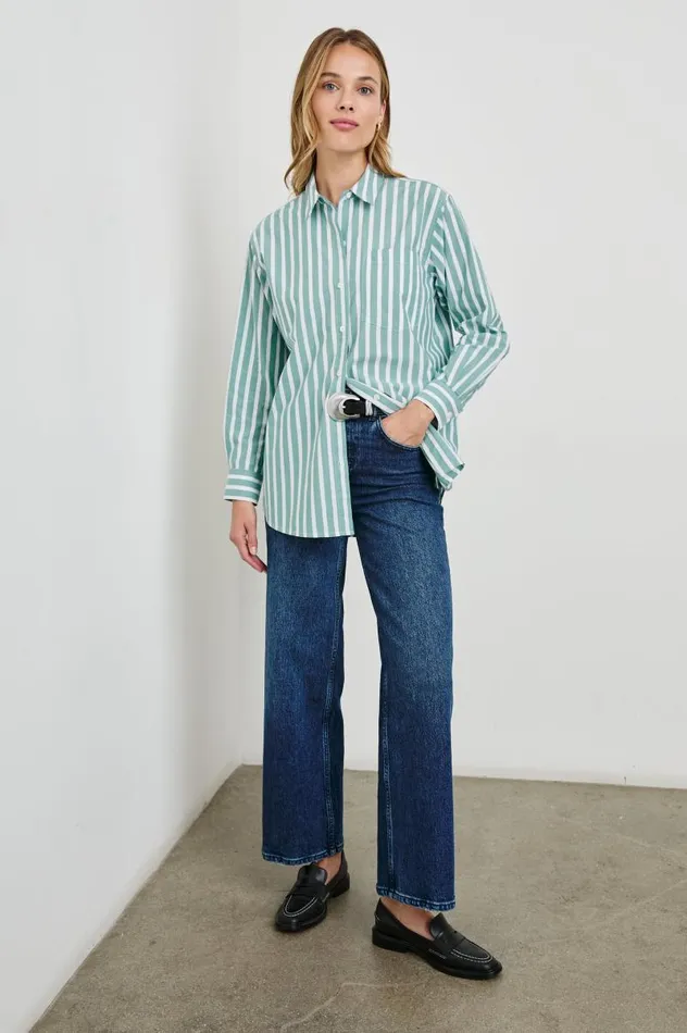 Rails Tops Women ELSA SHIRT Agave White Stripe
