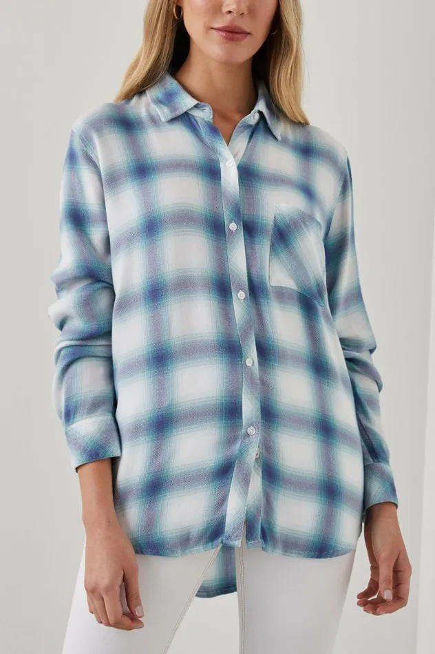Rails Tops Women HUNTER SHIRT White Indigo Mist