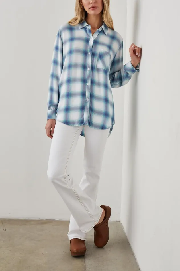 Rails Tops Women HUNTER SHIRT White Indigo Mist