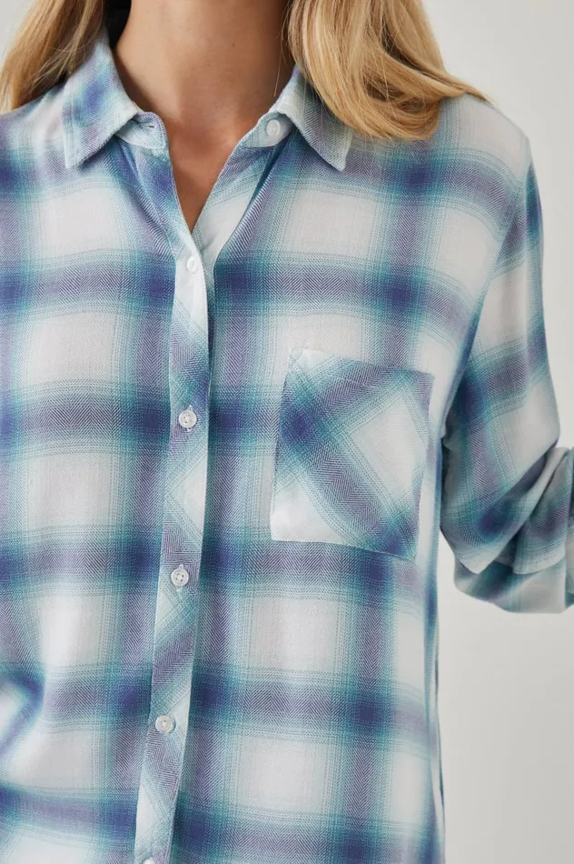 Rails Tops Women HUNTER SHIRT White Indigo Mist