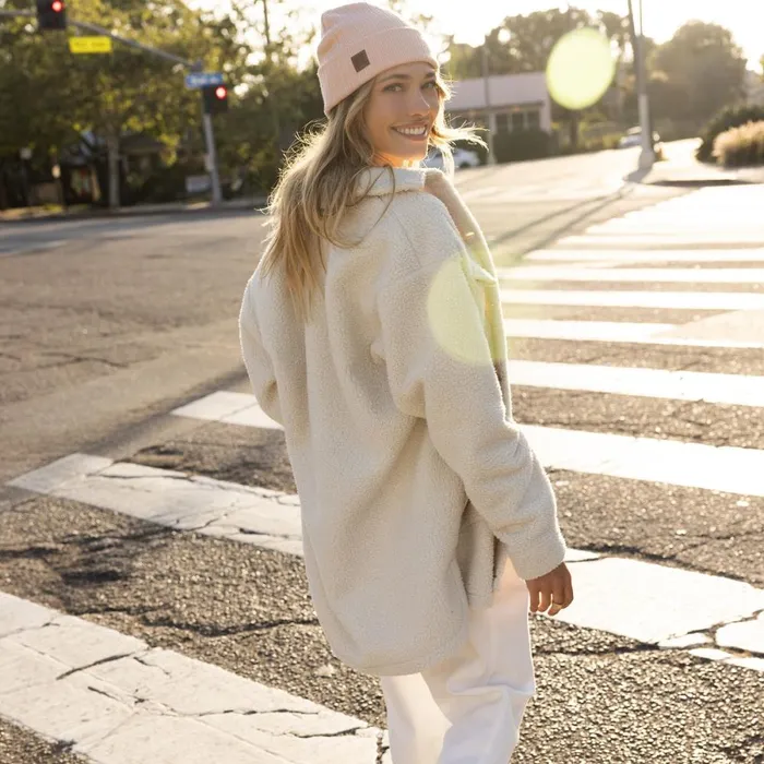 Reef Hoodies Sweaters and Jackets Women Sammie Sherpa Shacket Almond Milk