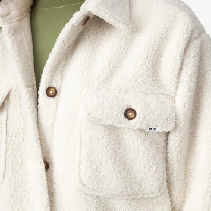 Reef Hoodies Sweaters and Jackets Women Sammie Sherpa Shacket Almond Milk