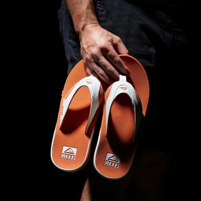 Reef Sandals Men Fanning Pregame Whiteorange Reef Sandals Men Fanning Pregame Whiteorange