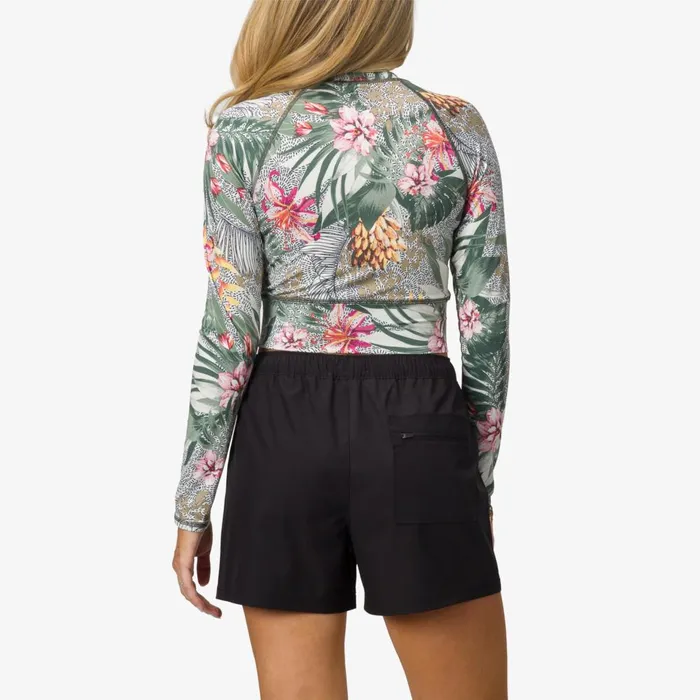 Reef Sets Women Crest Crop Long Sleeve Surf Shirt Upf 40 Wild Side