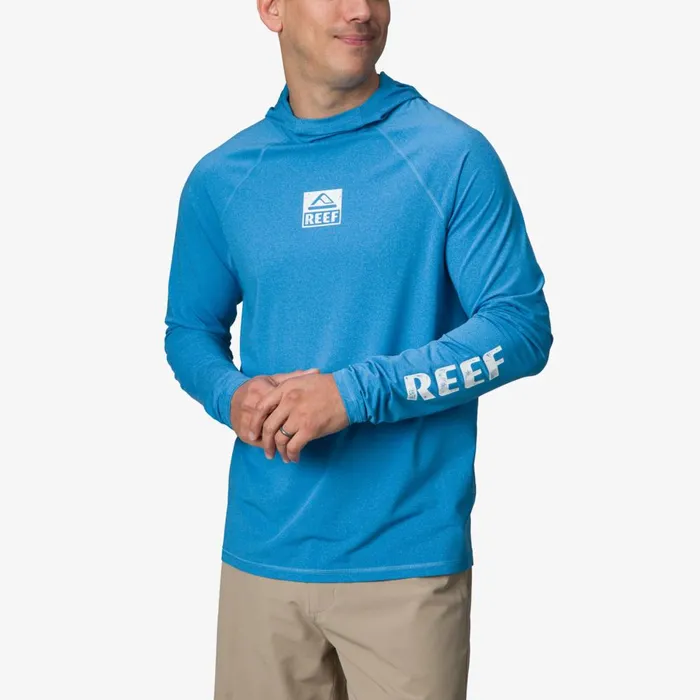 Reef TShirts and Shirts Men Wellie Long Sleeve Hooded Surf Shirt Upf 50 Brilliant Blue