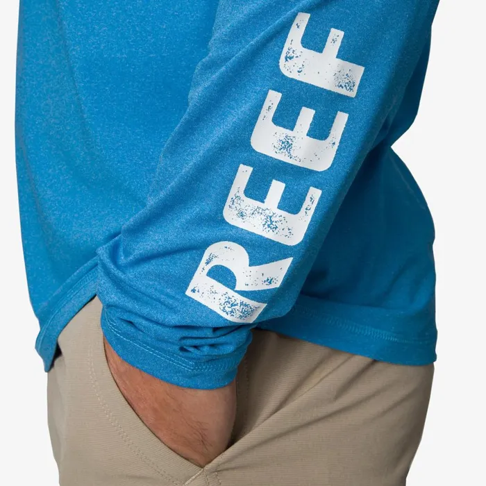 Reef TShirts and Shirts Men Wellie Long Sleeve Hooded Surf Shirt Upf 50 Brilliant Blue