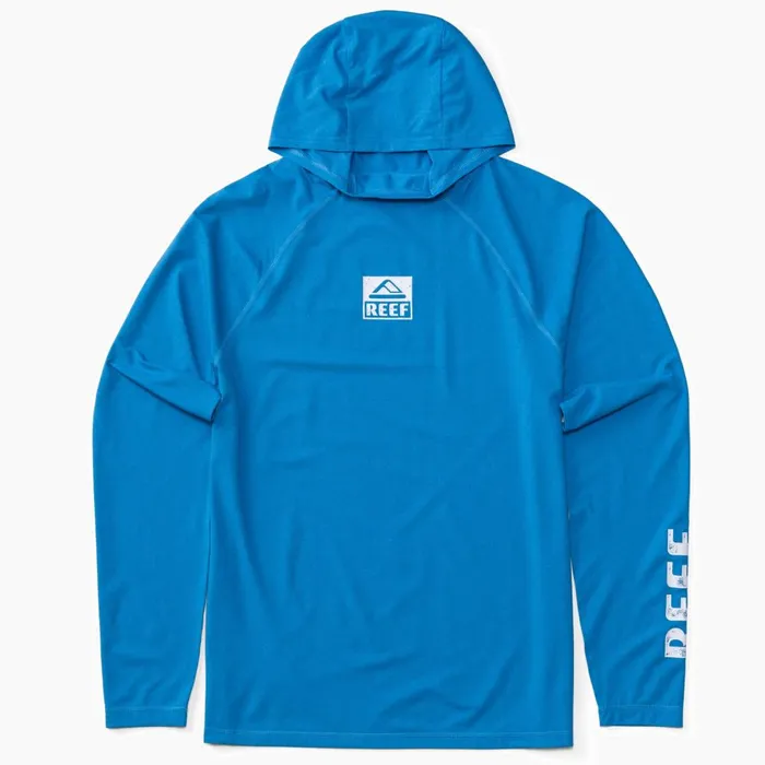 Reef TShirts and Shirts Men Wellie Long Sleeve Hooded Surf Shirt Upf 50 Brilliant Blue