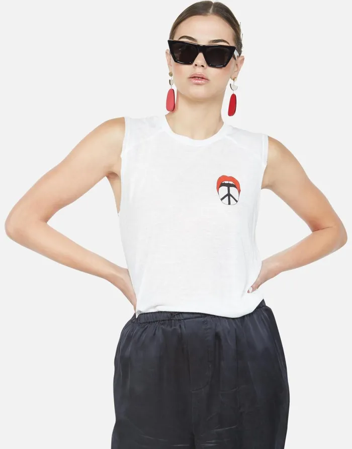 Riley Peace Tongue White Women039s Lauren Moshi Tanks