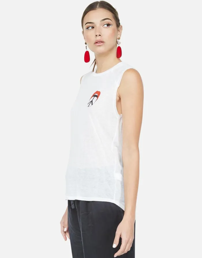 Riley Peace Tongue White Women039s Lauren Moshi Tanks