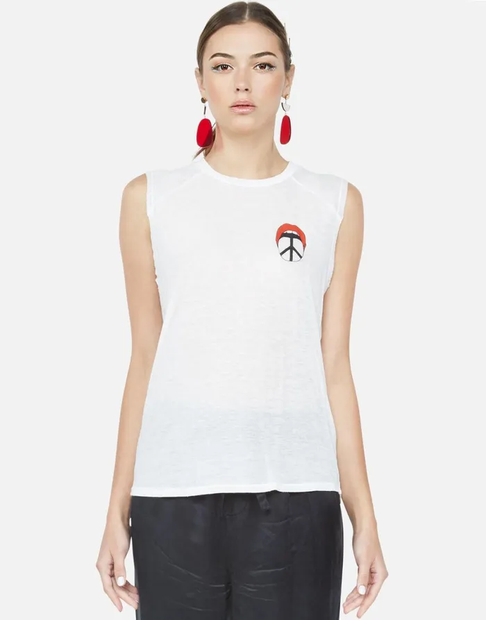 Riley Peace Tongue White Women039s Lauren Moshi Tanks
