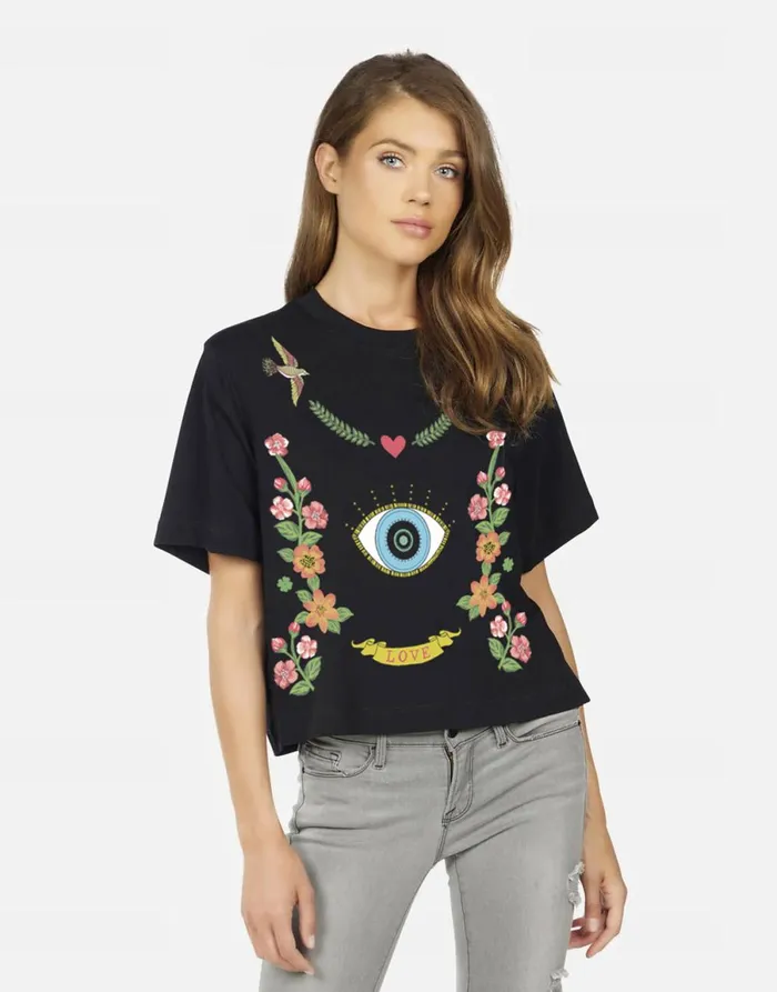 Rue Floral Eye Love Black Women039s Lauren Moshi Short Sleeve