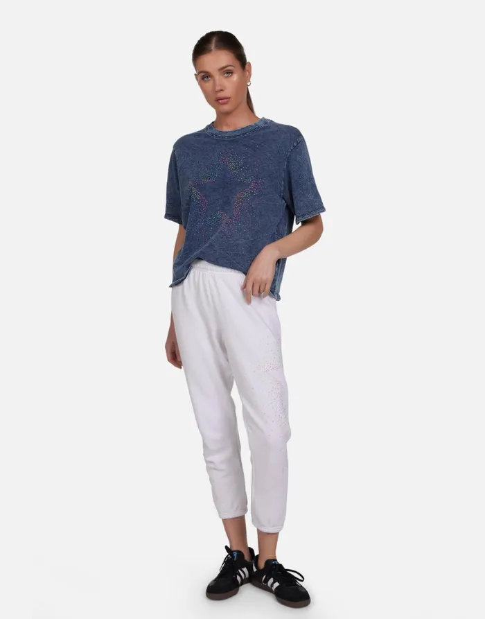 Rue Neon Stud Starburst Acid Denim Women039s Lauren Moshi Short Sleeve