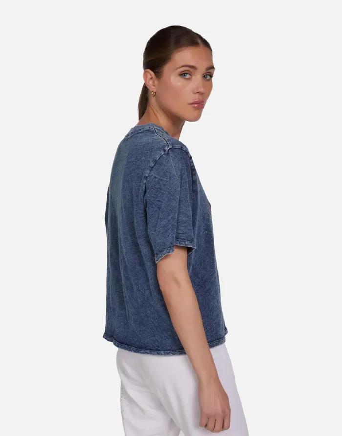 Rue Neon Stud Starburst Acid Denim Women039s Lauren Moshi Short Sleeve