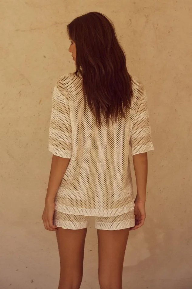 Runaway The Label KNITWEAR Shop ZIGGY SHORT 8211 WHITESAND