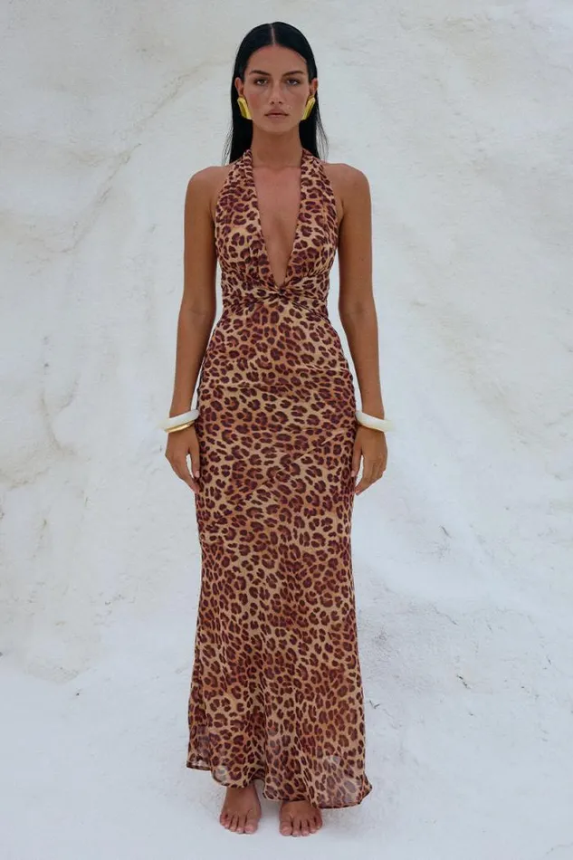 Runaway The Label Maxi Shop TENAYA MAXI DRESS 8211 LEOPARD PRINT