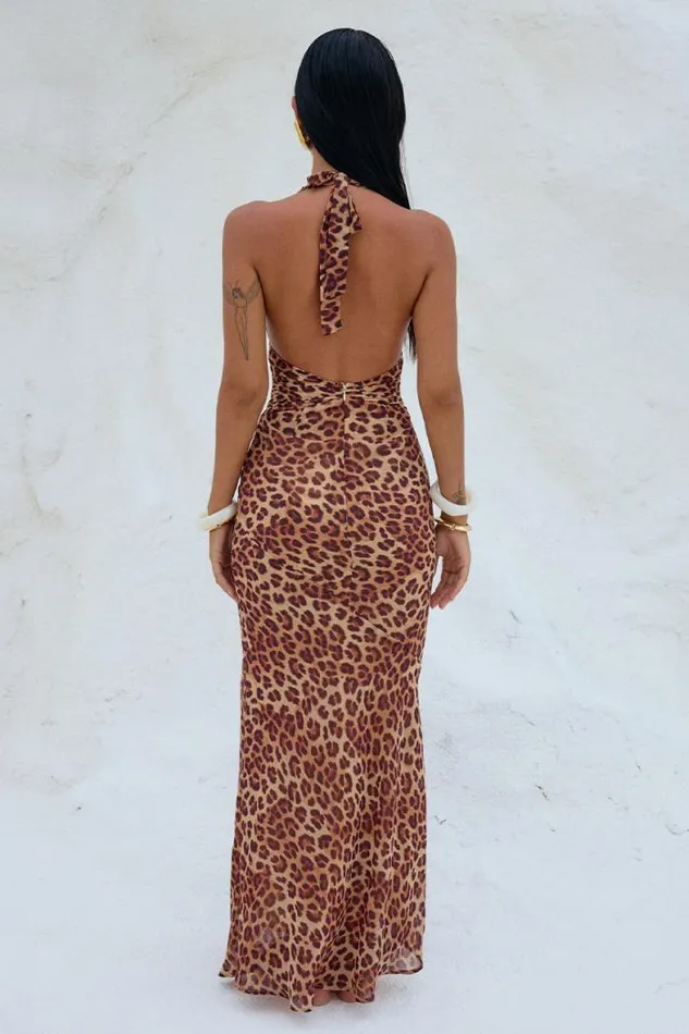 Runaway The Label Maxi Shop TENAYA MAXI DRESS 8211 LEOPARD PRINT