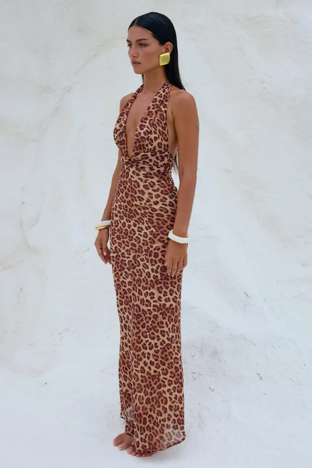 Runaway The Label Maxi Shop TENAYA MAXI DRESS 8211 LEOPARD PRINT