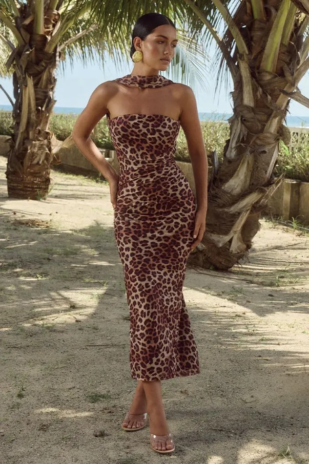 Runaway The Label Midi Shop ANTONIE MIDI DRESS 8211 LEOPARD PRINT